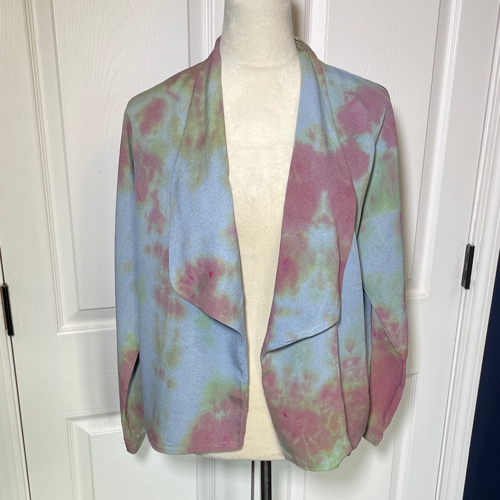Vintage Anne Klein Open Front Tie-Dye Cardigan Size 14